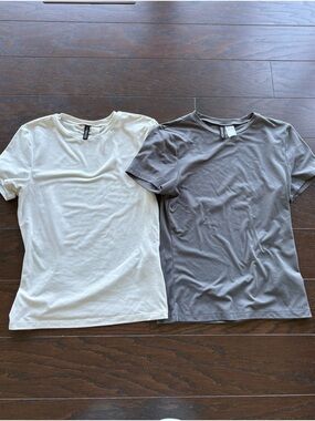 Basic Crew Neck Tee Pair - White & Gray